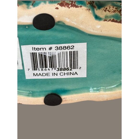 Vintage Benzara Turquoise Ceramic Fish Figurine Beach House Decor - Picture 7 of 8